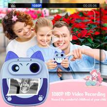 儿童相机即时打印，适合 3-12 岁女孩的圣诞生日礼物，儿童数码相机玩具，适合 4 5 6 7 8 9 10 岁女孩男孩的幼儿相机 - 彩色 - 查看 8