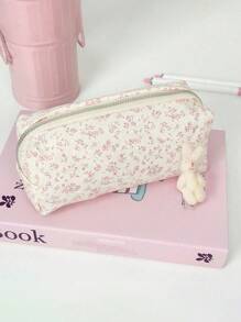 1 件清新简约花卉印花铅笔盒文具收纳袋化妆包办公用品笔筒花卉图案印花灯芯绒铅笔盒笔盒多功能办公文具铅笔收纳袋化妆包 Y2K 感恩节 - 彩色 - 查看 10