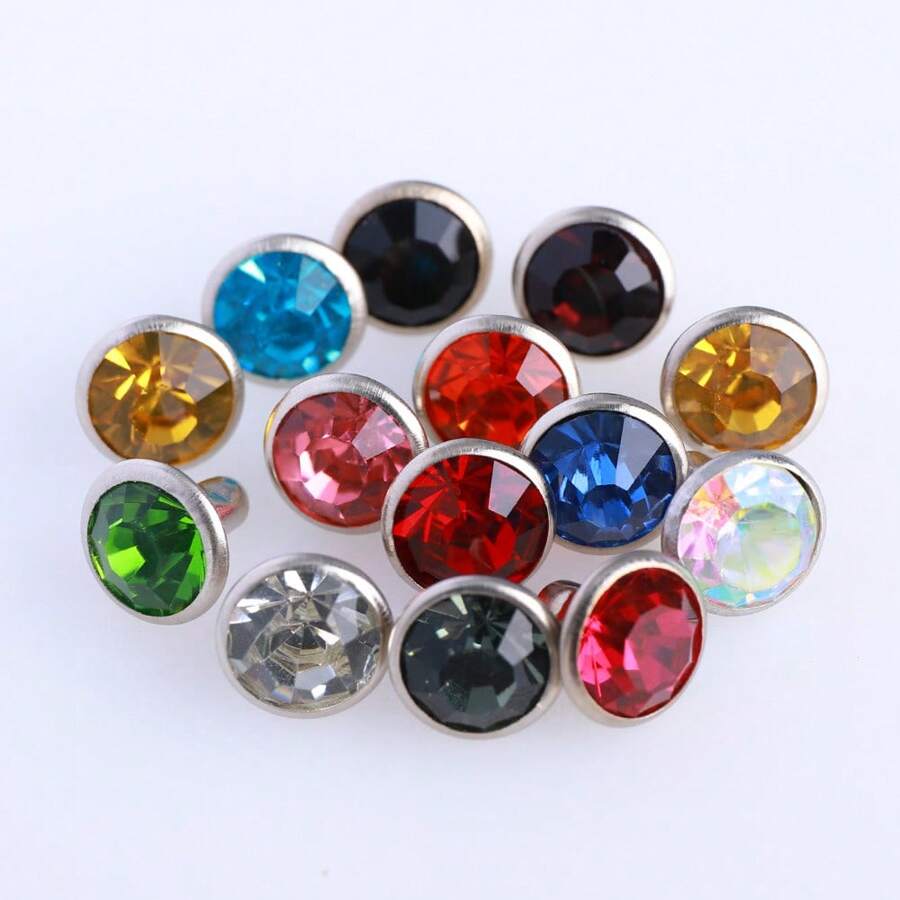 100pcs 8mm White Rhinestone With Silver Border Diy Shoe, Hat, Belt & Backpack Accessories - White - View 1