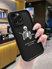 Skull Pattern Fingerprint Proof Black Sandstone Mobile Phone Case Compatible With Apple/Redmi/Infinix/Vivo - Black - View 2