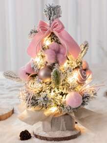 1pc Pink Mini Christmas Tree Ornament Decoration For Tabletop, Party Decor