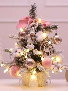 1pc Pink Mini Christmas Tree Ornament Decoration For Tabletop, Party Decor