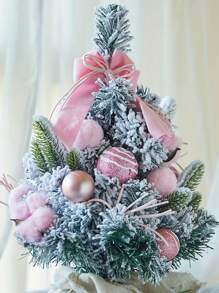 1pc Pink Mini Christmas Tree Ornament Decoration For Tabletop, Party Decor