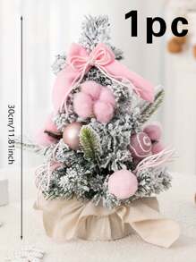 1pc Pink Mini Christmas Tree Ornament Decoration For Tabletop, Party Decor