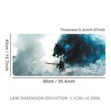 Alfombrilla de ratón con diseño de samurái japonés y lobo de anime, extra grande para escritorio, impresión HD, personalización precisa, disponible en varios tamaños, base de goma antideslizante de alta calidad, costura en todo el borde, adecuada para uso doméstico y oficina, gran regalo para amigos - dibujos animados - Ver 15