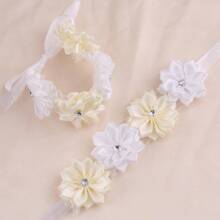 1 件女士腕花时尚仿水晶装饰婚礼新娘乳白色手链花配饰伴娘花派对活动日常佩戴 - 米色 - 查看 4