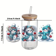 4 miếng dán cốc hình người tuyết Giáng sinh UV DTF - Miếng dán pha lê 3D chống trầy xước chống thấm nước, thích hợp cho cốc và chai, miếng dán chất lượng cao (4,3 inch x 9,4 inch) - Nhiều màu - Xem 6