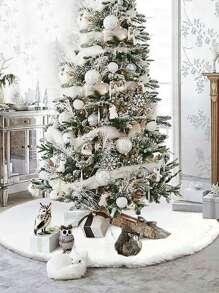 Saia para árvore de Natal branca, 78/90/122 cm, macia e felpuda, ideal para decoração de Natal em 2024. Ótima opção de presente para decoração de Natal, aniversários, quartos e ambientes. Decoração natalina de inverno. Presente perfeito para a casa. - Branco - Ver 8