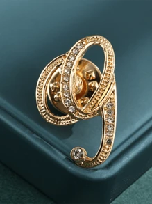 1pc-26pcs Alphabet Shaped Alloy & Rhinestone Brooch Pin For Clothes & Accessories, Fashionable & Versatile Collar Pin,Bag Accessories Gifts For Women - Gold - View 12