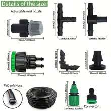 1 Set Adjustable Plastic Drip Irrigation Kit With Universal Connectors - Misting Nozzle System, For Home Garden Yard Misting Micro Drip Cooling, Manual Operation, No Batteries Needed For Garden Watering, With Plant Flower Plastic Mist Nozzles, Drip Emitters, Patio Succulents Sprinklers, Shower Heads - Multicolor - View 3