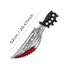 1pc Halloween Party Cosplay Prop Prank Bloody Toy - Plastic Zombie Electric Saw Sharp Knife [Hand-Painted, Knife Handle May Have Some Silver Paint] - Multicolor - View 9