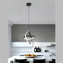 220V 小型方形黑色/白色 LED 现代线性吊灯，3000K 暖光/6500K 白光 LED 吊灯适合餐厅厨房岛，明亮的灯具 - 吊燈 - 查看 3