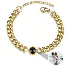 1pc Customized Photo Engraved Titanium Steel Cuban Link Bracelet, Personalized Photo Projection, Unisex - Multicolor 2 - View 8