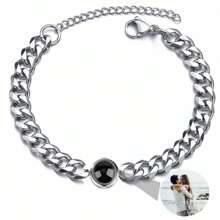 1pc Customized Photo Engraved Titanium Steel Cuban Link Bracelet, Personalized Photo Projection, Unisex - Multicolor 2 - View 6