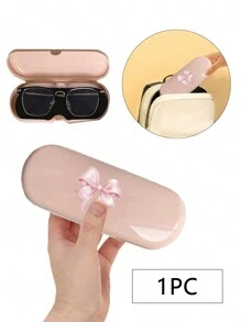 1 hộp đựng kính màu trơn có in họa tiết nơ, hộp đựng kính màu trơn phong cách Monet/kem, thiết kế mới hợp thời trang và đơn giản, tiện lợi và di động với chức năng chống thấm nước và chống bụi, hộp đựng kính mát quyến rũ, hộp đựng kính mắt, hộp đựng kính có nắp, hộp đựng đồ gia dụng di động cho nam nữ, hộp đựng kính mát, hộp đựng kính màu kẹo, hộp đựng kính bảo vệ, hộp đựng kính râm cứng - Hồng - Xem 1