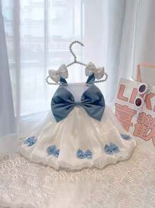 1pc Pet Bow Tie Dress, Princess Style Clothes Suitable For Cats And Dogs - White - View 7