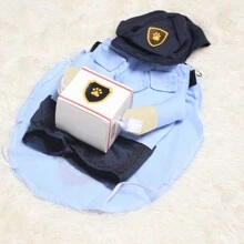 1 set Costume de déguisement pour animaux de compagnie pour Halloween, tenue de transformation drôle de livreur debout, vêtements pour animaux de compagnie - Bleu azur - Voir 9