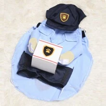 1 set Costume de déguisement pour animaux de compagnie pour Halloween, tenue de transformation drôle de livreur debout, vêtements pour animaux de compagnie - Bleu azur - Voir 4