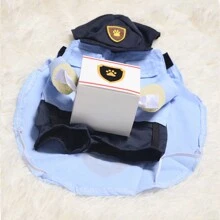 1 set Costume de déguisement pour animaux de compagnie pour Halloween, tenue de transformation drôle de livreur debout, vêtements pour animaux de compagnie - Bleu azur - Voir 5