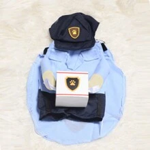 1 set Costume de déguisement pour animaux de compagnie pour Halloween, tenue de transformation drôle de livreur debout, vêtements pour animaux de compagnie - Bleu azur - Voir 3