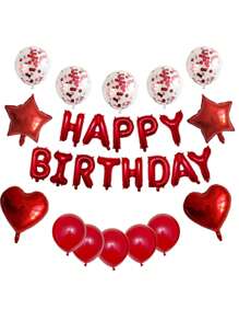 27pcs/Set Happy Birthday Letter Balloon Rose Gold Silver Foil Star Heart Balloon For Adult Birthday Party Decoration - Multicolor - View 15