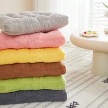 Set Of 2-Soft And Thick Tatami Seat Cushions For Office, Bedroom And Dining Chairs - Round And Square Dandelion Corduroy Chair Cushions For Home Decor - 咖啡棕 - 查看 7