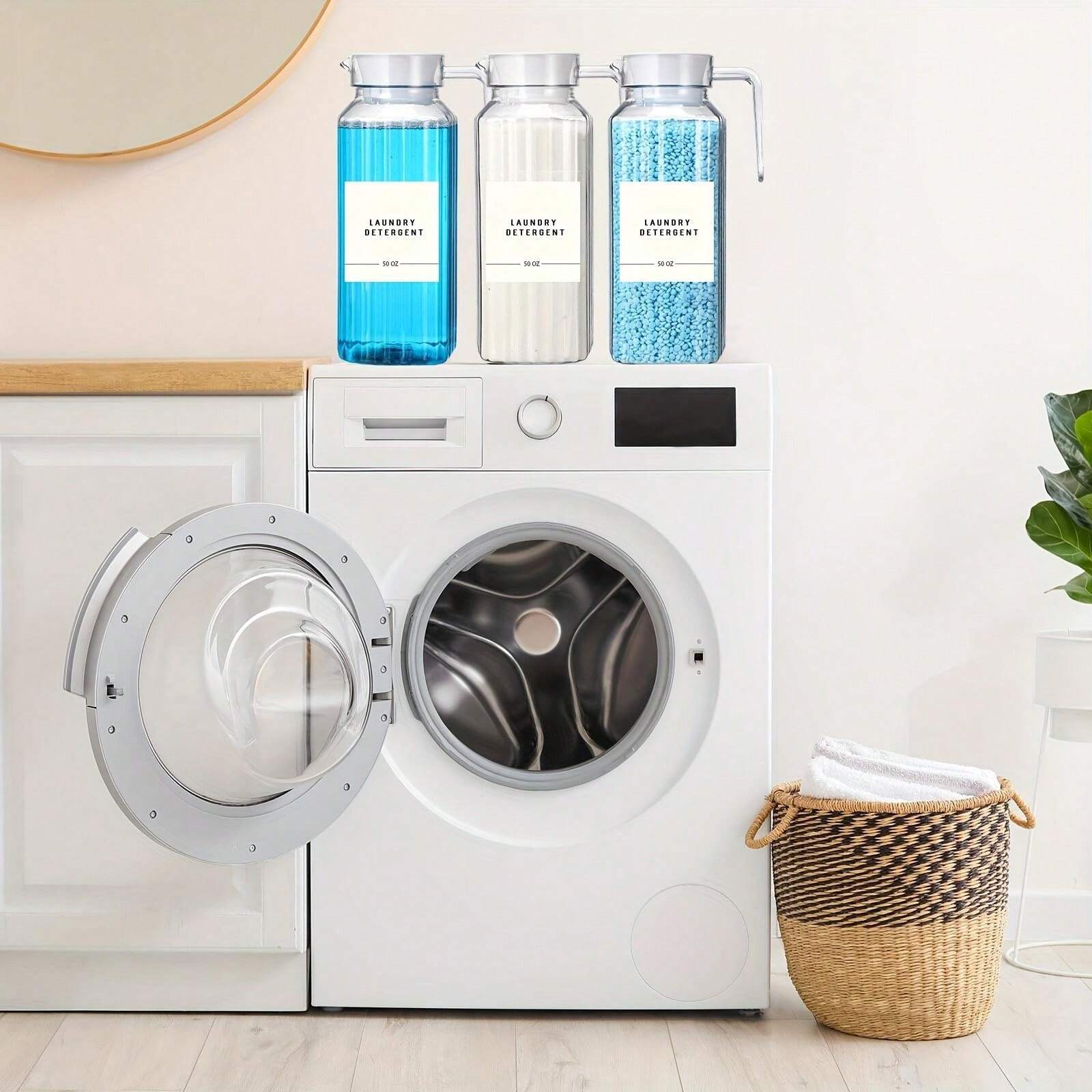 2 Pcs Laundry Detergent Dispenser Fabric Softener Dispenser With Labels