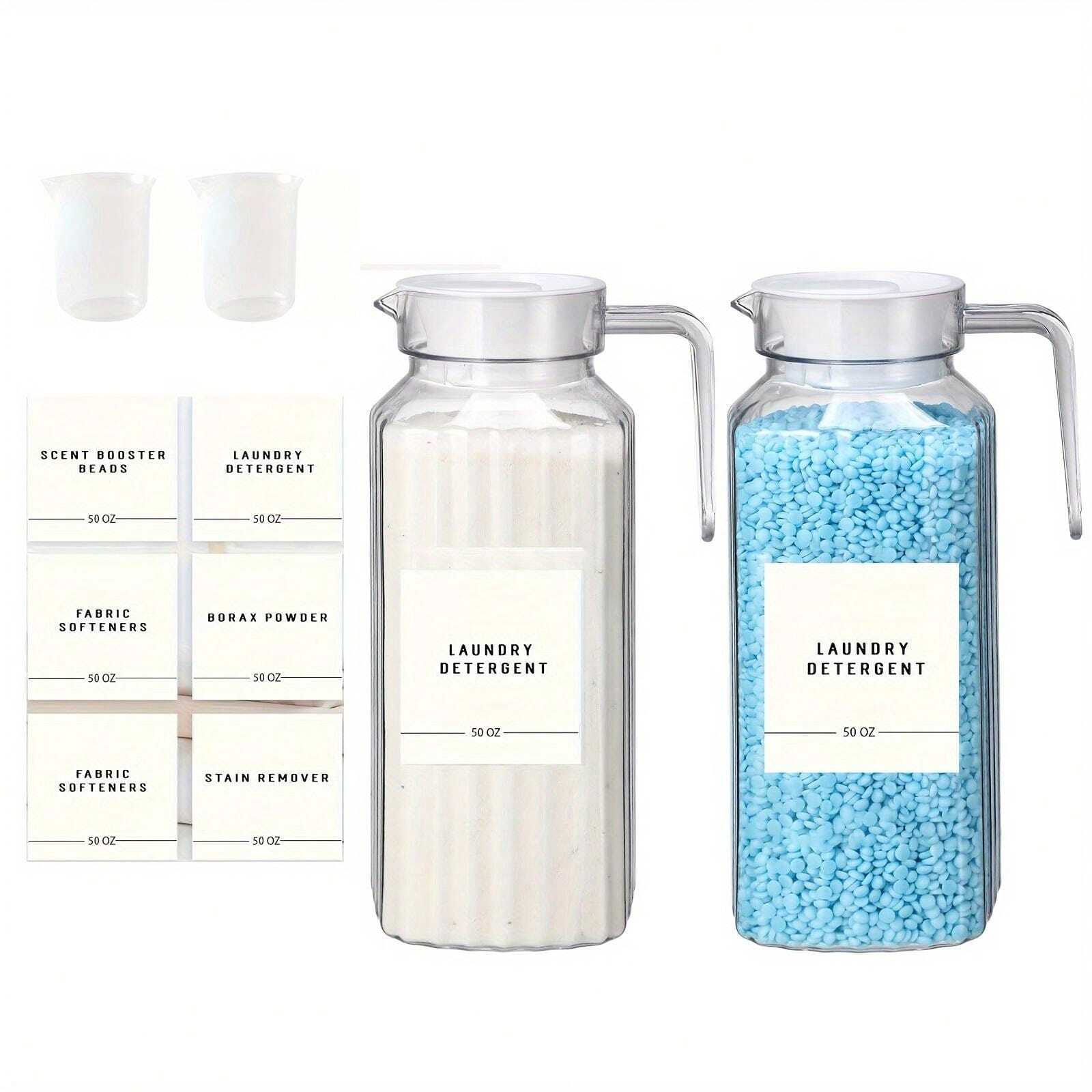 2 Pcs Laundry Detergent Dispenser Fabric Softener Dispenser With Labels