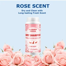 Dog Dry Shampoo Powder & Conditioner For Cats & Dogs, Rose Scented, No-Rinse, Odor Control Formula, Refresh Your Dog's Coat, No-Rinse, Odor Control Formula