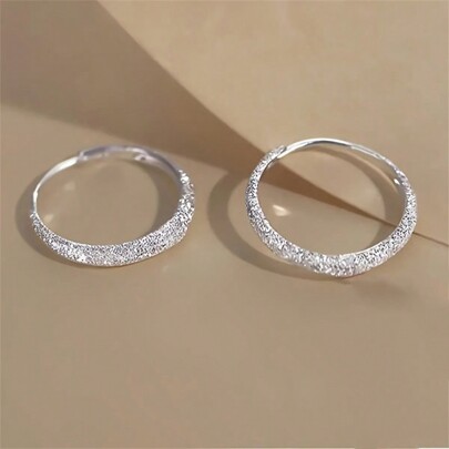 1pc Starry River Shiny Glitter Hoop Earrings Frosted Shiny Hoop Earrings Valentine's Day Mother's Day Jewelry Christmas Gifts,Mom,Mother,Mother's Day,Gift