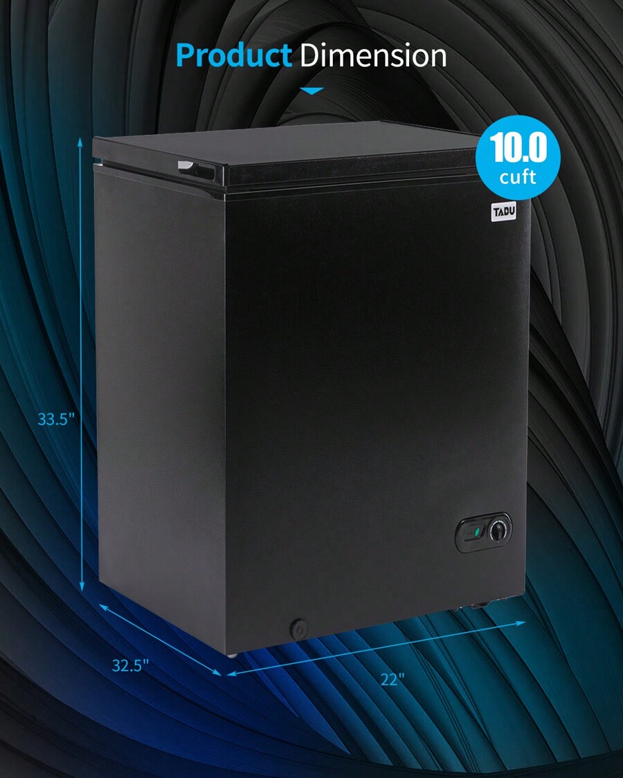 TABU Large Chest Freezer, 10.0 Cu Ft Deep Freezer With 7 Level