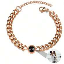 1pc Customized Photo Engraved Titanium Steel Cuban Link Bracelet, Personalized Photo Projection, Unisex - Multicolor 2 - View 11