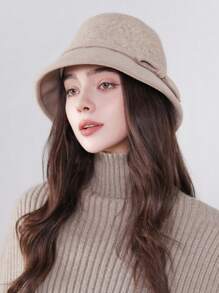 1 件女士秋冬蝴蝶结装饰渔夫帽，优雅优质复古法式圆顶帽，适合日常使用、聚会、购物 - MM1896 - 查看 11