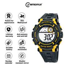 MINGRUI Popular Casual Sports Luminous Waterproof Alarm Chronograph Multi-Functional Electronic Watch For Boys, 3ATM Waterproof