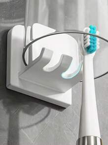 2pcs No-Drill Bathroom Toothbrush Holder Wall Mount Toothbrush Cup Organizer Rack For Electric Toothbrush