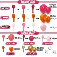 Guirnalda de globos rosa y naranja, kit de arco de globos rellenos doble de color rosa fucsia, naranja, dorado metalizado, rosa pastel, globos de látex de color rosa oscuro magenta para decoración de fiestas de cumpleaños, bodas y otoño - Naranja Quemada - Ver 3