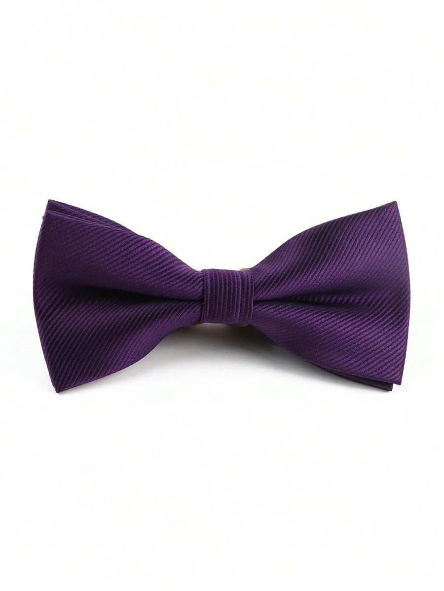 ZONFAZ 1 件男士经典纯色府绸褶皱领结，适合婚礼、庆典、派对、新年假期、西装配饰 - 紫羅蘭色 - 查看 1