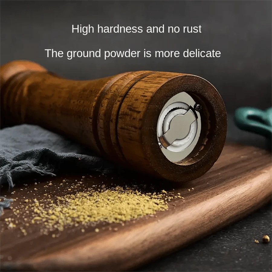 Handheld Oak Wood Pepper Mill Grinder Set Perfect For Spicing Up Your