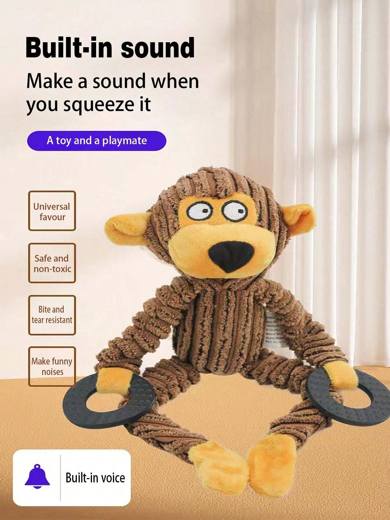 Dog & Cat Plush Vocal Toys With Knot, Interactive Training Ring, Anti