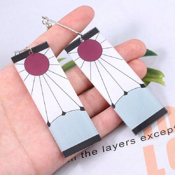 1 par pendientes de acrilico anime cosplay aretes  de doble vista