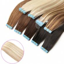 20pcs Straight Thick Tape In  Remy Human Hair Extension For Salon  Dark Brown Color 2# 16-26 Inches Silk Straight Double Side Seamless Skin Weft Hair Extension ,Feel - Easy To Apply And Reuse, High Quality Natural Style Tape In Hair  Extentions - S18/613 - View 4
