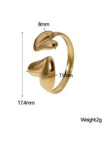 1pc Elegant Minimalist Stainless Steel Heart Open Ring, Suitable For Women For Daily Wear And Gatherings - Open Ring - View 2