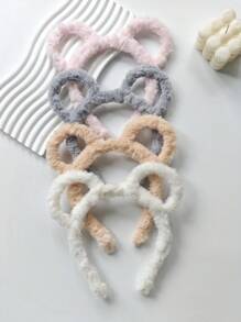 1件装女士秋冬毛绒可爱3D耳朵发箍，卡通熊造型甜美发箍，简约时尚日常发饰，发圈头饰，家居美发饰品 - 彩色 - 查看 6