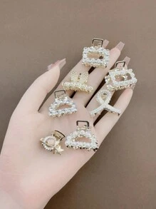 5-10 piezas Ganchos para el cabello de mujer con metal y rhinestones, Pinzas de pelo elegantes, Accesorios de moda