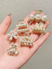 5-10 piezas Ganchos para el cabello de mujer con metal y rhinestones, Pinzas de pelo elegantes, Accesorios de moda
