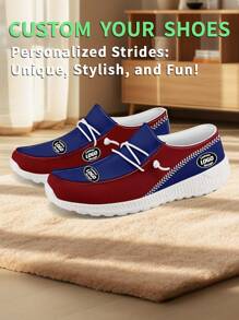 1 Pair New York Baseball Name Custom Loafer Shoes, Personalized Name Loafer Shoes, Custom Name Thick Sole Loafers Of E-TPU, Personalized Loafer Shoes, Name Loafers - White - View 3