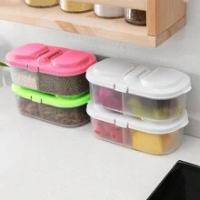 1 hộp đựng đồ, hộp đựng thực phẩm trong suốt chống rò rỉ đa chức năng có nắp đậy, hộp đựng gia vị có thể tái sử dụng và xếp chồng lên nhau, đựng thực phẩm khô, gia vị và gia vị, đồ sắp xếp và lưu trữ nhà bếp, phụ kiện nhà bếp - Nhiều màu - Xem 5