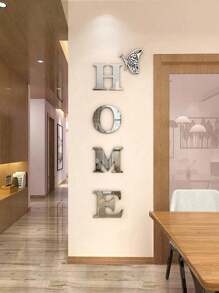 5 bucăți autocolante de perete cu oglindă 3d acrilice slogan pentru acasă pentru decorarea ușii de intrare pentru hol și decor camera de desen