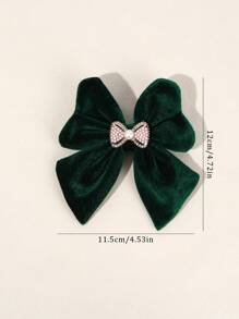 1 pieza Clips para el cabello con lazo de terciopelo para niñas pequeñas, pasadores de cabello de otoño e invierno, accesorios para el cabello con mini lazo exquisito, decoración con perlas falsas y rhinestones, clip de cocodrilo, accesorios para el cabello de niños y adolescentes, adecuado para la vida diaria y fiestas (verde oscuro, azul marino)