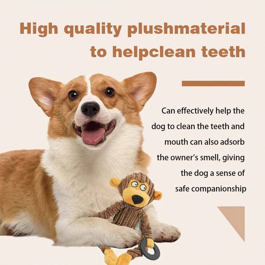 Dog & Cat Plush Vocal Toys With Knot, Interactive Training Ring, Anti